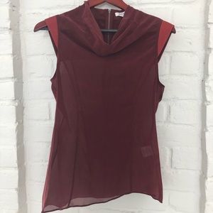 Helmut Lang Silk & Leather blouse